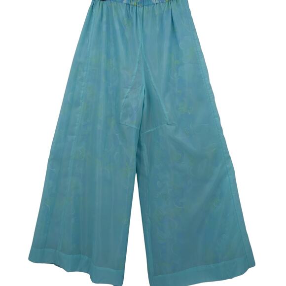 Vintage 1960's Acetate Chiffon Lined PSYCHEDELIC PALAZZO PANTS Mod Swirly Clouds - Picture 7 of 10